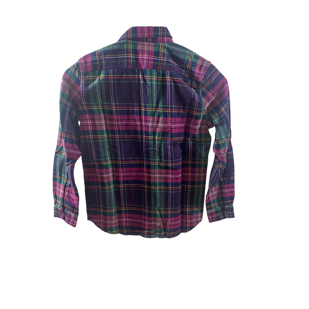 Gap Kids Flannel Shirt Kids Size L (10) Purple Plaid New Long Sleeve Button Down - Picture 2 of 9